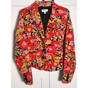 Isaac Mizrahi for Target Floral Blazer Jacket Women’s Small Red Yellow Statement